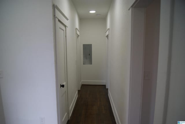 hallway with electric panel