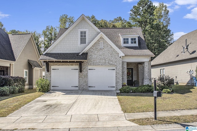 craftsman-style home featuring a garage and a front yard