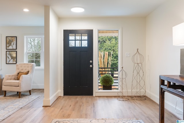 entrance foyer with light wood-type flooring