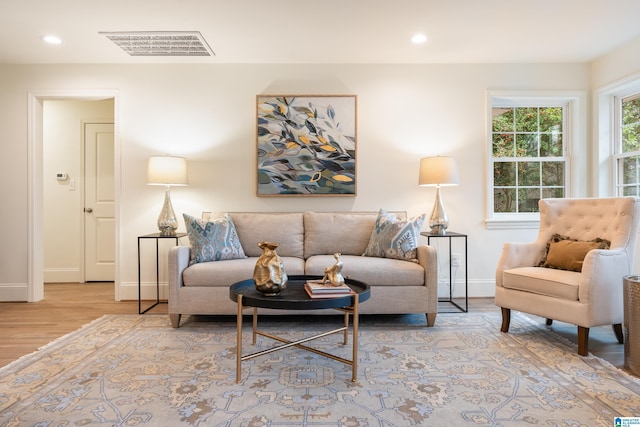 living room featuring light hardwood / wood-style flooring