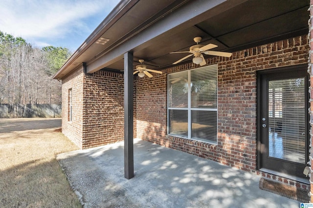 view of patio with ceiling fan