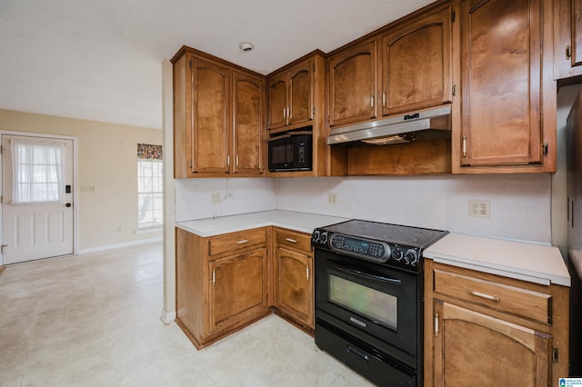 kitchen with black appliances