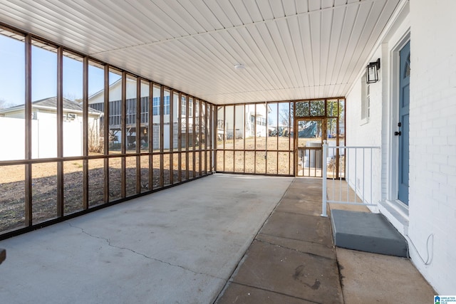 view of unfurnished sunroom