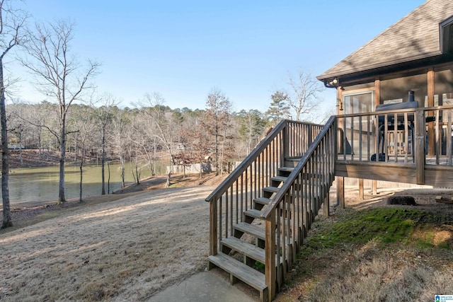 deck with a water view