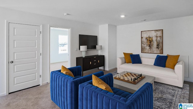 living room featuring carpet flooring