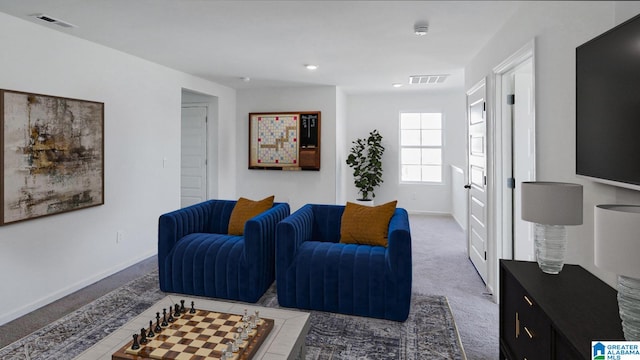 living room featuring carpet flooring