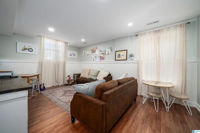 living room with hardwood / wood-style floors