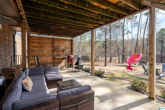 view of patio with an outdoor living space