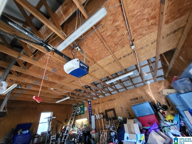 interior space with a garage door opener