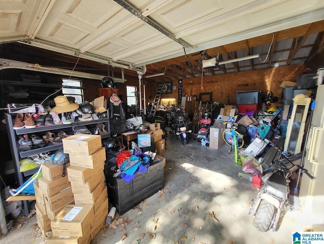 garage with a garage door opener