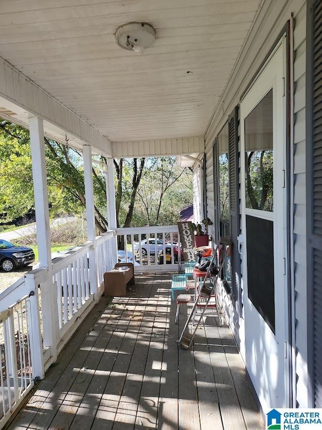 deck featuring a porch