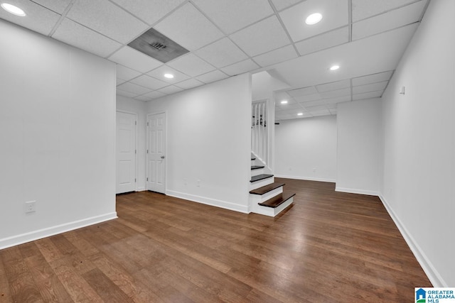 basement featuring wood-type flooring