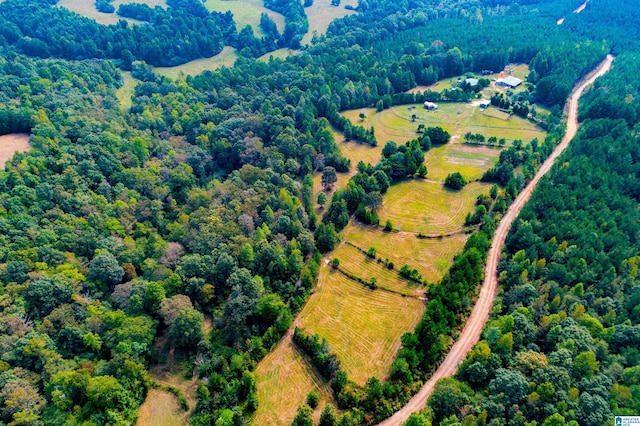 birds eye view of property featuring a rural view