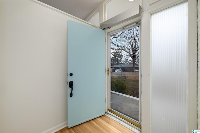 doorway featuring light hardwood / wood-style floors