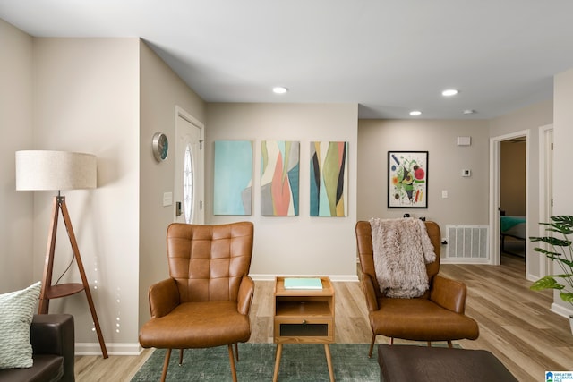 living area featuring light wood-type flooring