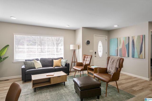 living room with hardwood / wood-style flooring