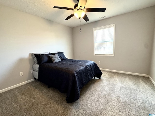 bedroom with carpet flooring and ceiling fan