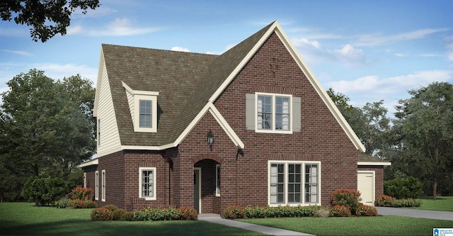 view of front facade featuring a garage and a front yard