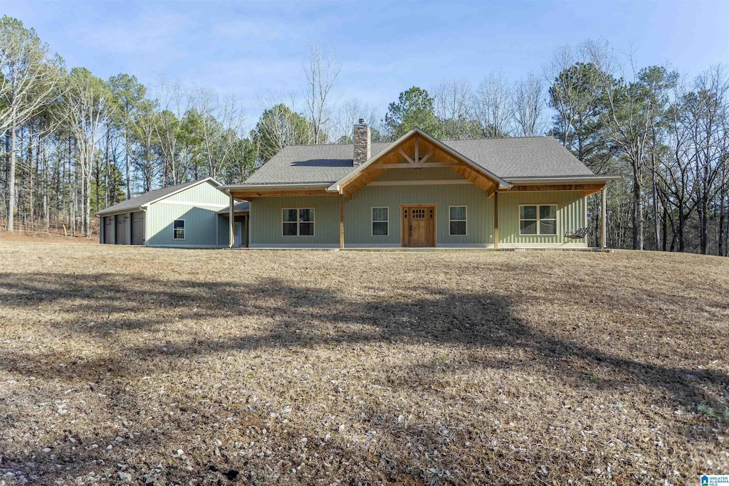 single story home with a garage