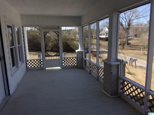 view of unfurnished sunroom