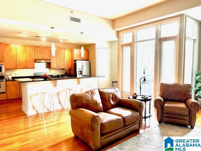 living room featuring light hardwood / wood-style flooring