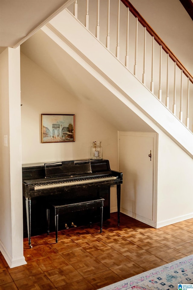 misc room featuring vaulted ceiling