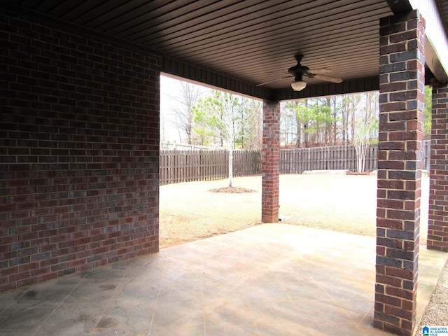 view of patio with ceiling fan