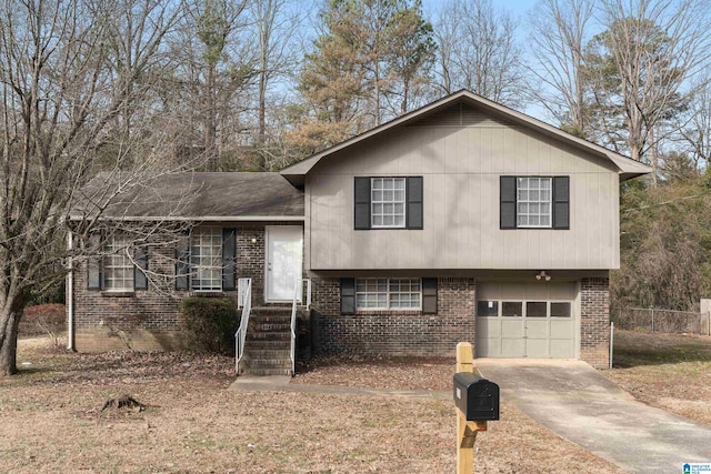 split level home with a garage