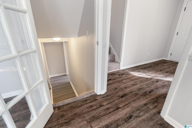 interior space with dark wood-type flooring