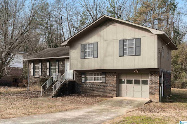 split level home featuring a garage