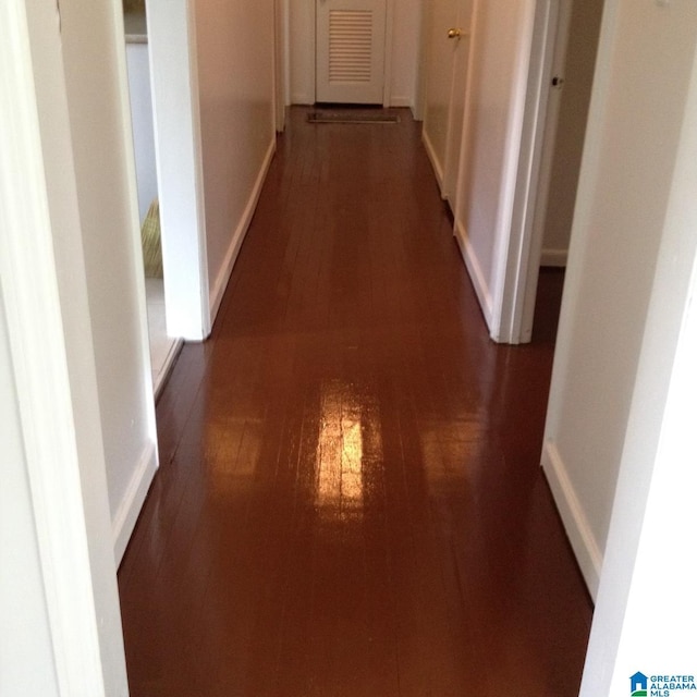 corridor with dark wood-type flooring