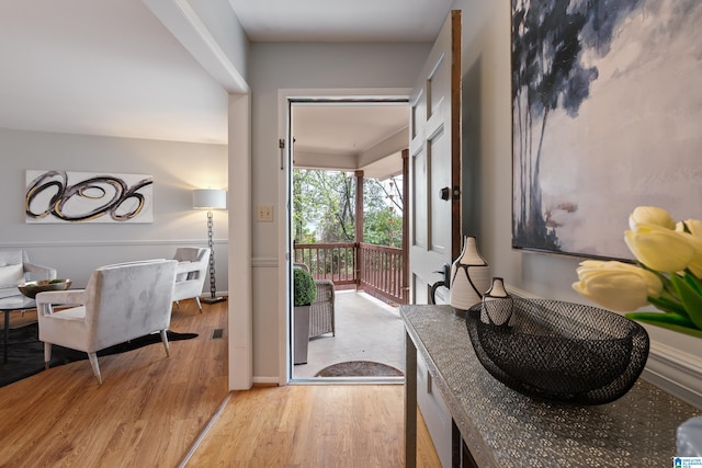 corridor featuring light hardwood / wood-style flooring