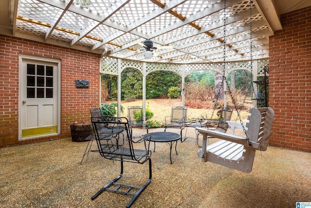 view of patio featuring a pergola