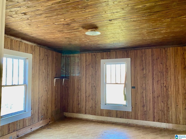 unfurnished room featuring wood ceiling