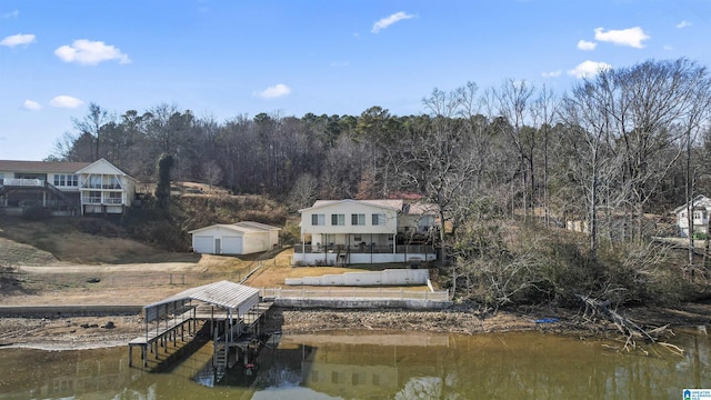 view of dock featuring a water view