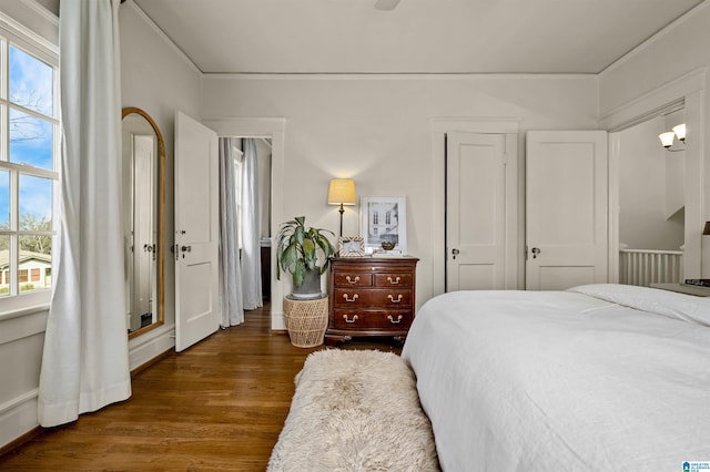 bedroom featuring dark wood-type flooring