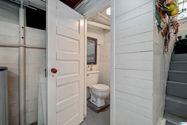 bathroom with toilet and concrete flooring