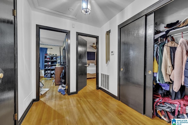 interior space with hardwood / wood-style floors