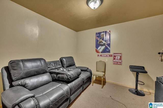 view of carpeted cinema room