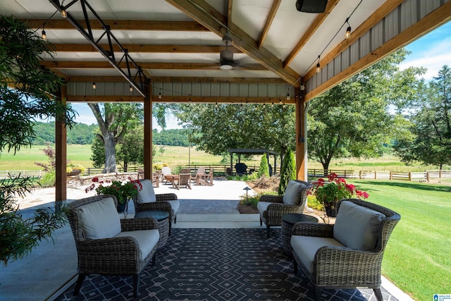 view of patio with a gazebo and an outdoor hangout area