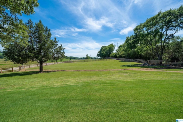 view of home's community with a lawn and a rural view