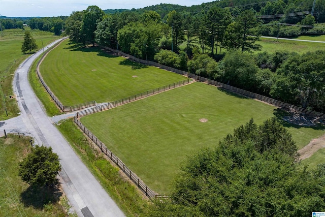 bird's eye view featuring a rural view