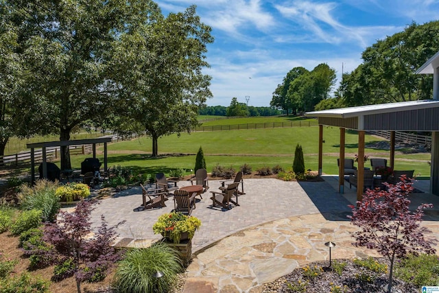 view of patio featuring a rural view