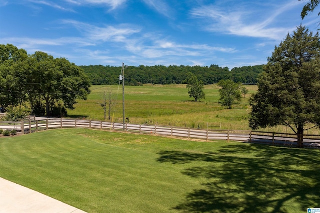 view of yard with a rural view