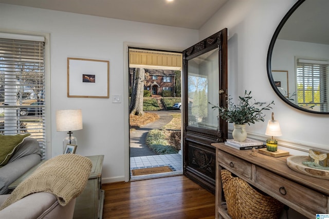 entrance foyer featuring dark hardwood / wood-style floors