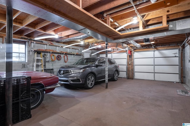 garage with a garage door opener