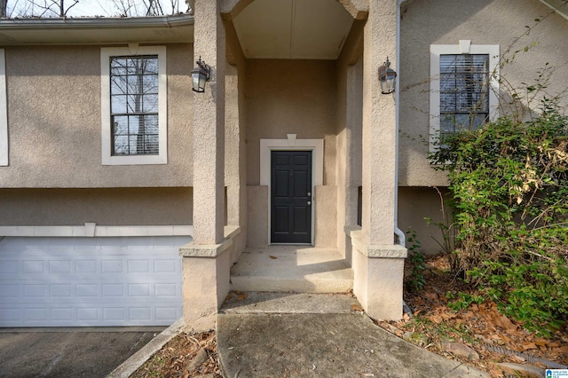 property entrance featuring a garage