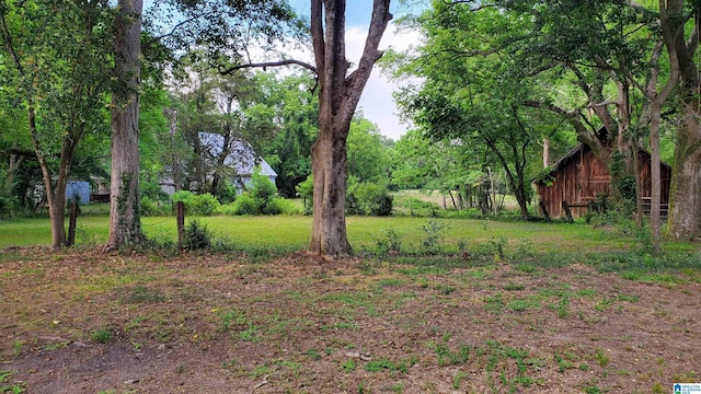 view of yard with an outbuilding