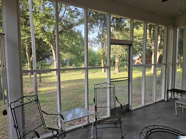 view of unfurnished sunroom