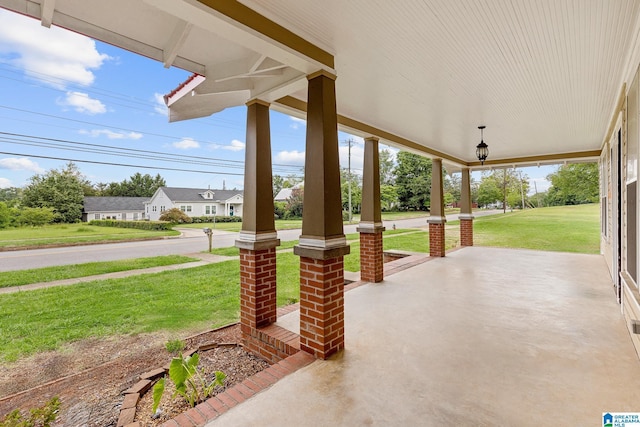 view of patio featuring covered porch